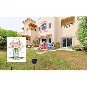 Spring Garden Flag,8 Lighting Modes Solar LED Hello Spring Flag Welcome Summer Seasonal House Flags 12.5 x 18 Inch Garden Flag Outdoor Decor for Homes,Gardens,Patio or Lawn Spring Garden Flag8 Lighting Modes Solar LED Hello Spring Flag Welcome Summer Seasonal House Flags 125 x 18 Inch Garden Flag Outdoor Decor for HomesGardensPatio or Lawn
