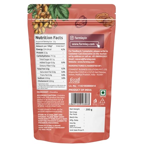 Image of Farmley Premium Munakka Raisins - 200 gram I Healthy Dried Fruits