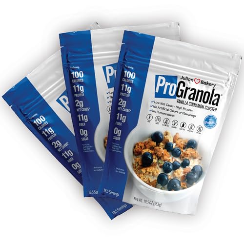 Image of Julian Bakery ProGranola Cereal | Vanilla Cinnamon | 12g Protein | Paleo | 2 Net Carbs | Gluten-Free | Grain-Free | 3 Pack
