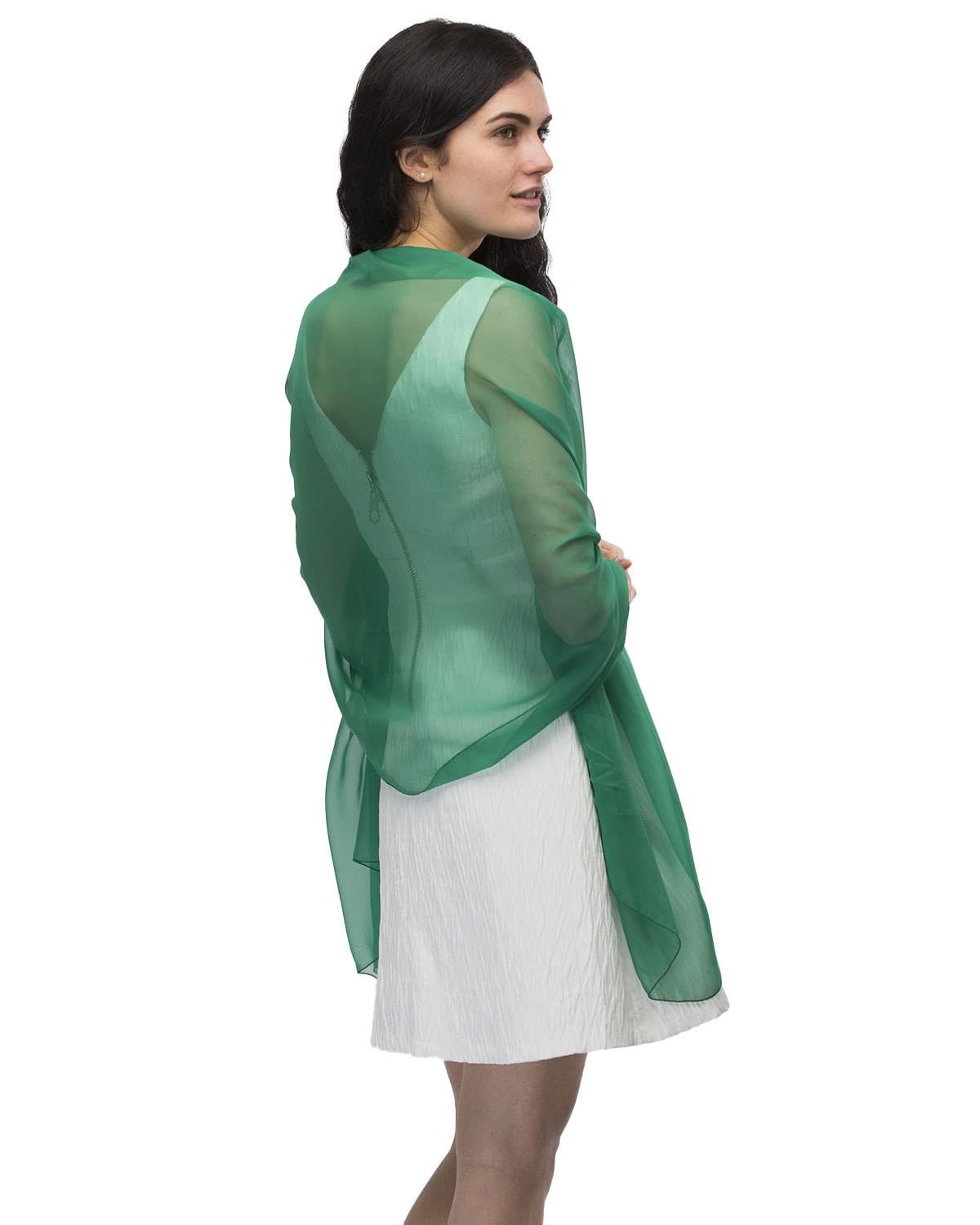 Basic Sense Large Plain Chiffon Shawl Scarf - Vibrant Sheer Accessory for Weddings and Evening Party, Green