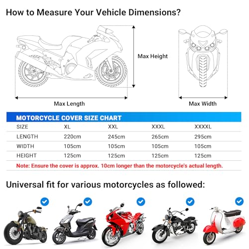 Favoto Funda Moto Impermeable Exterior Protección contra el Sol XXL - Imagen 7
