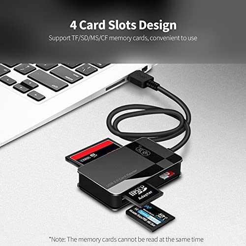Leitor de cartão USB3.0 4 em 1 TF / SD / MS / CF Leitor de cartão de transmissão de alta velocidade