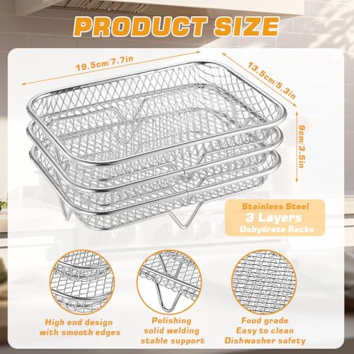 Image of Supvox 3 PCS Stainless Steel Microwave Grill Stand, Air Fryer Accessories, Grates Raised Cooking Grids for Baking, Roasting & More, Easy to Clean(19.5x13.5x9 cm)