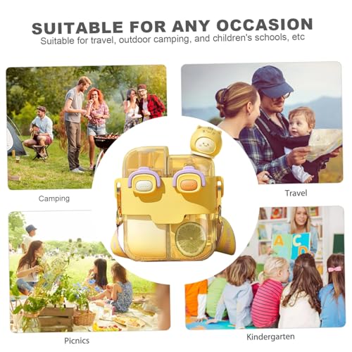Bouteille d'eau double chambre 530ml jaune avec paille et sangle portable - 8
