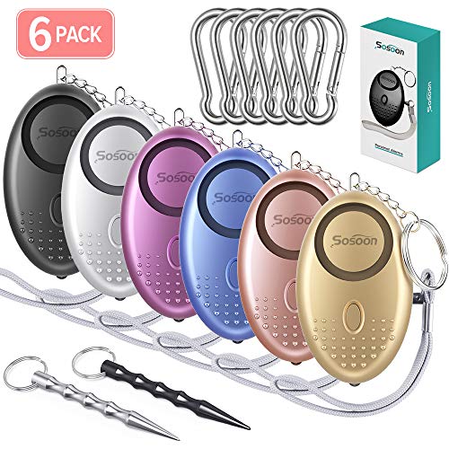 Safe Sound Personal Alarm, 6 Pack 140DB Siren Song Emergency Safe Alarm Keychain