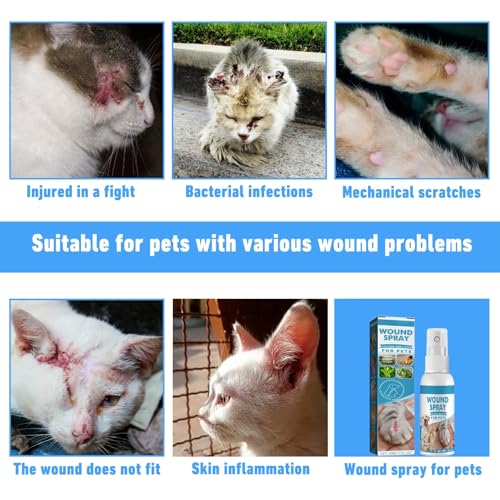 Cutiolly Haustier Wundspray,Wundpflege für Hunde Katzen,Pet Wound Spray,Wundheilungsspray,Katzen-Wundpflege,Haustier Reinigungsspray,für Wunden und Schürfwunden,Juckreiz,Linderung von Hunden,30ml