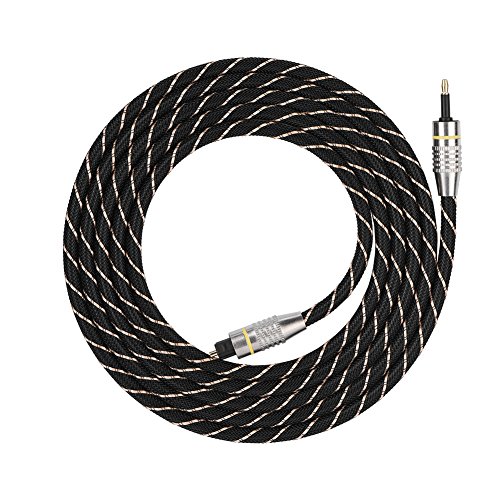 Zetiling Cable de Audio de Fibra, miniconector Cable Digital óptico de 3,5 mm Conector SPDIF Chapado en Oro Redondo(2M)