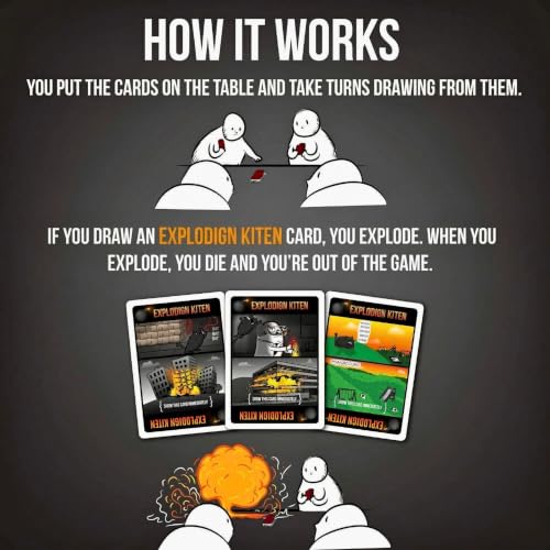 Image of Tickles Explodign Kitens Card Game for Adults & Teens - A Russian Roulette Card Game Ages 18 and up