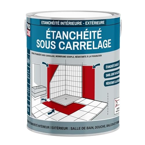 Etancheite sous carrelage, douche, salle de bain, cuisine, pièce humide - Resine d'imperméabilisation, protection à l'eau PROCOM 2.5 litres