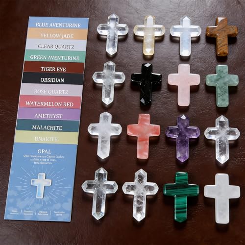 Pendentif croix en pierre véritable et cristal d'exception pour bijouterie fine