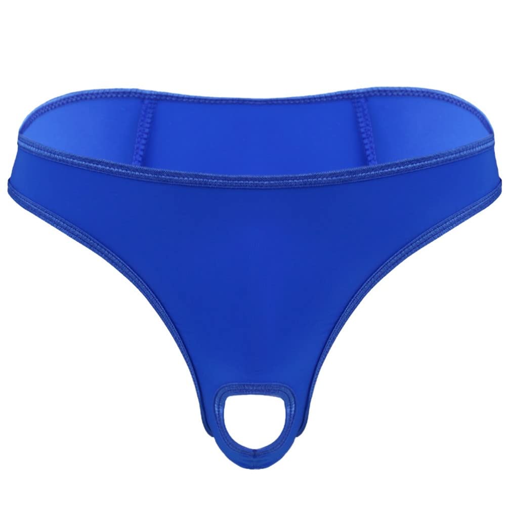 Chictry Men's Dark Blue Sexy G-String Underwear Bikini Briefs Thongs Open Front Panties Medium