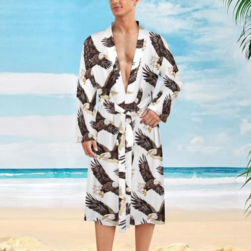 Flying Eagle Funny Men's Robe Soft Lightweight Bathrobe Long-sleeve Spa Robes2