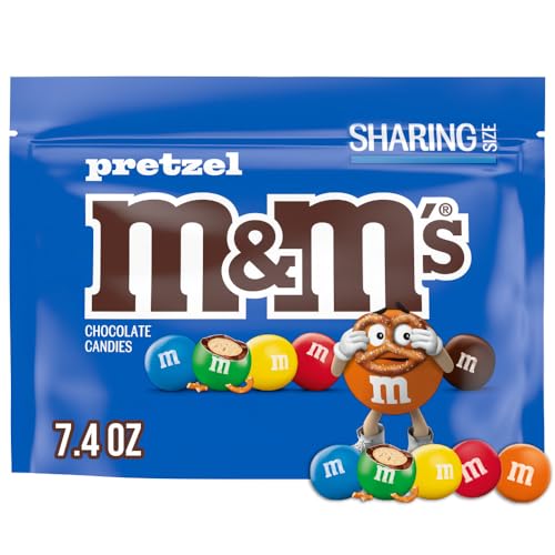 M&M'S Pretzel Milk Chocolate Candy, Sharing Size, 7.4 oz Resealable Bag