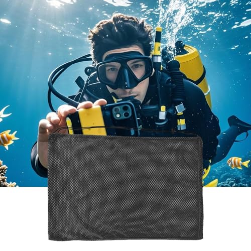 Bolsa de malla grande impermeable con cordon para aletas de buceo 6