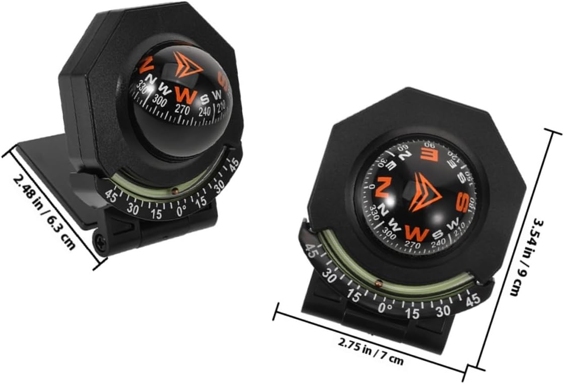 BESTOYARD 2pcs Car Compass and Inclinometer Dashboard Ball High-Precision Auto Marine Navigation Tool for Vehicle and Boat Use