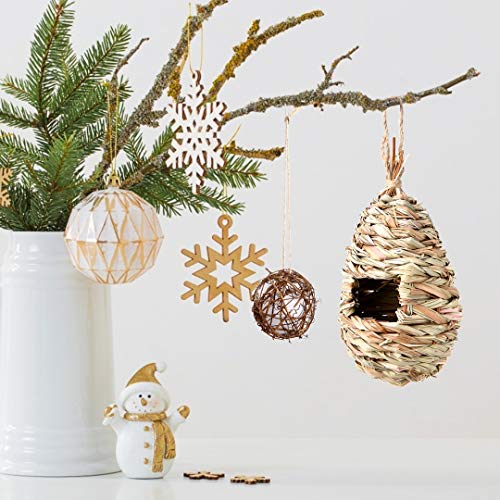 Onchsh Hanging Hummingbird House Set Of 4, Hand Woven Bird Nest Round Hummingbird Nesting House With Refillable Cotton Garden Outside Clearance(2 Shapes) #TOP6