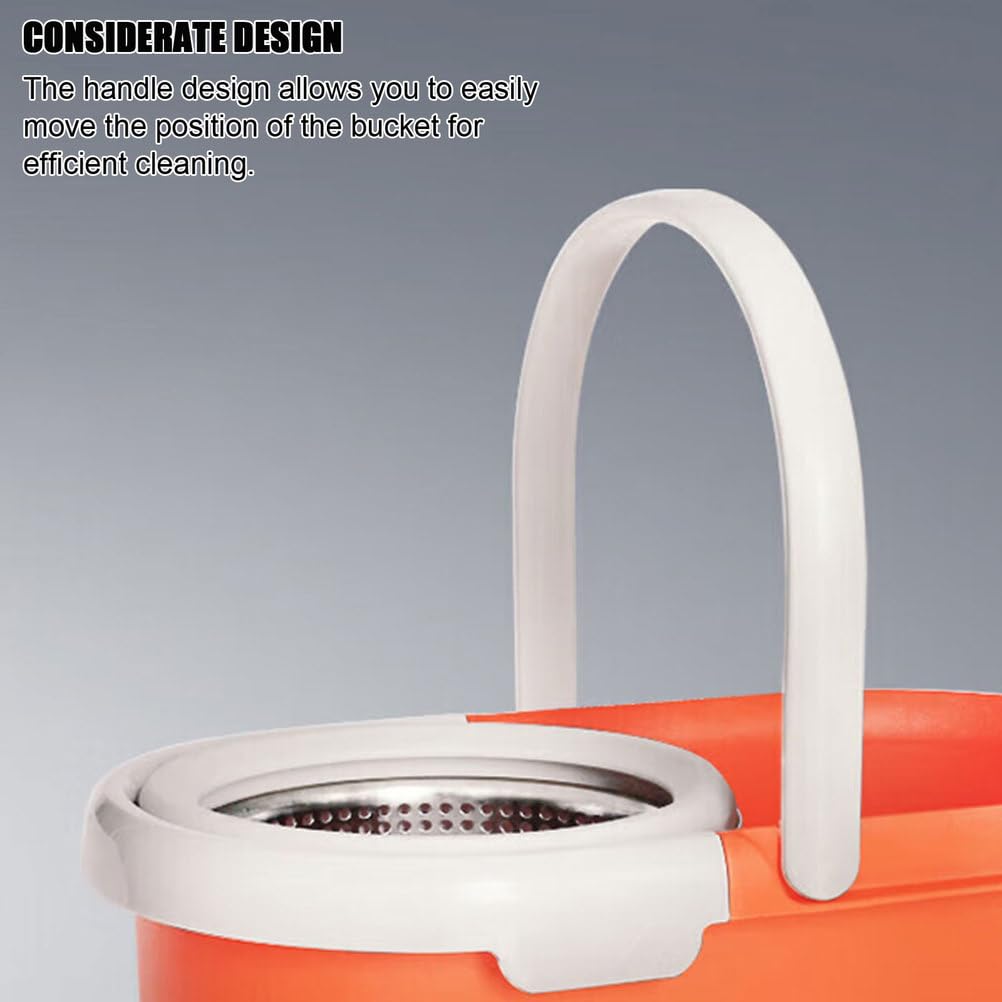 Sistema de cubo de fregona giratoria con protector de salpicaduras desmontable y almohadillas de microfibra adicionales para limpieza de suelos