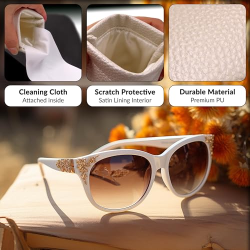 Image of Soft Sunglasses case | Large Glasses Case Holder - Eyeglass Pouch Squeeze Top | Glasses pouch Lightweight Extra Layers