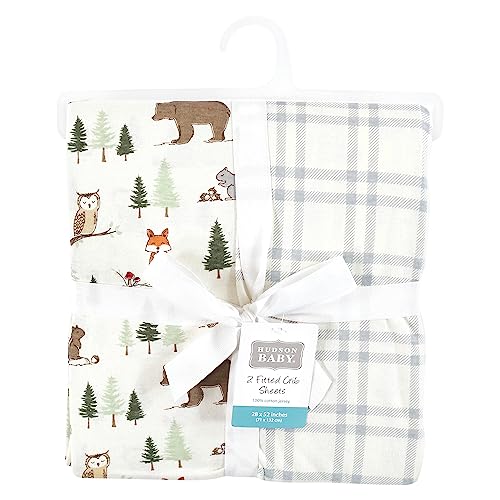Image of Hudson Baby Unisex Baby Cotton Fitted Crib Sheet, Forest Animals, One Size