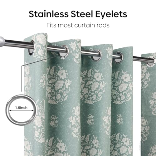 Image of haus & kinder Digital Printed Cotton Window Curtain 5 Feet Long Pack of 2 Window Curtains, 5 Feet Curtain for Window (Whispering Songbird, Teal 130x152 CM)