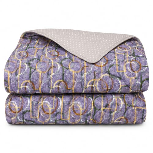 Image of Signature Reversible AC Comforter Set 350 GSM,Soft Microfibre King Size Quilt Blanket for Winter (Purple Rings, Double Bed)