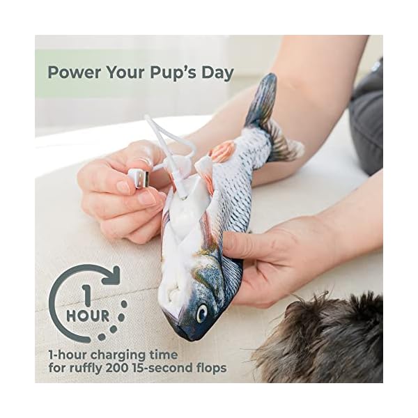 Floppy-Fish-Dog-Toy-Interactive-Dog-Toy-with-Moving-Tail-Extra-Skin-USB-Charged-Flopping-Fish-Toy-for-Dogs-up-to-30lb-Small-Dog-Toys-Interactive-for-Excercise-IQ-Machine-Washable-Cover USB Charged Flopping Fish Toy for Dogs