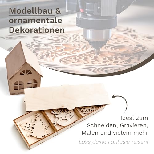 Wood Lab 50 x A5 Sperrholzplatten aus Birke 3 mm (± 0,5 mm) 21 x 14,8 cm A5 | Sperrholz Platte zum Bemalen von Basteln, Birografi, Trafloch, CNC, Laser, zum Dekorieren, Dekorieren, Gravieren (50)