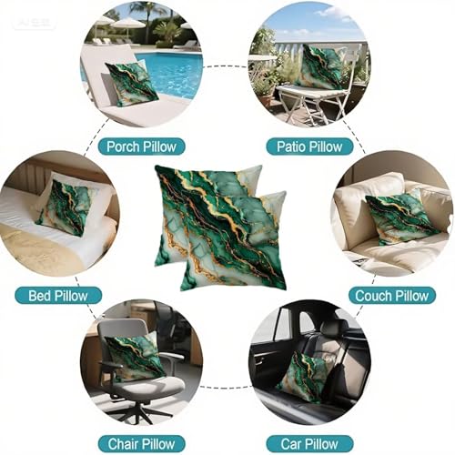Housse coussin 65x65cm lin lot de 2 vert imperméable vintage - 7