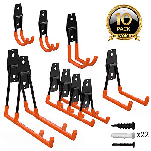 ORASANT 10-Pack Steel Garage Storage Utility Double Hooks, Heavy Duty for Organizing Power