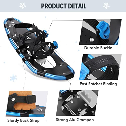 Gpeng 4-In-1 Xtreme Lightweight Terrain Snowshoes For Men Women Youth Kids, Light Weight Aluminum Alloy Terrain Snow Shoes With Trekking Poles And Free Waterproof Leg Gaiters, 14"/21"/25"/27"/30" #TOP1