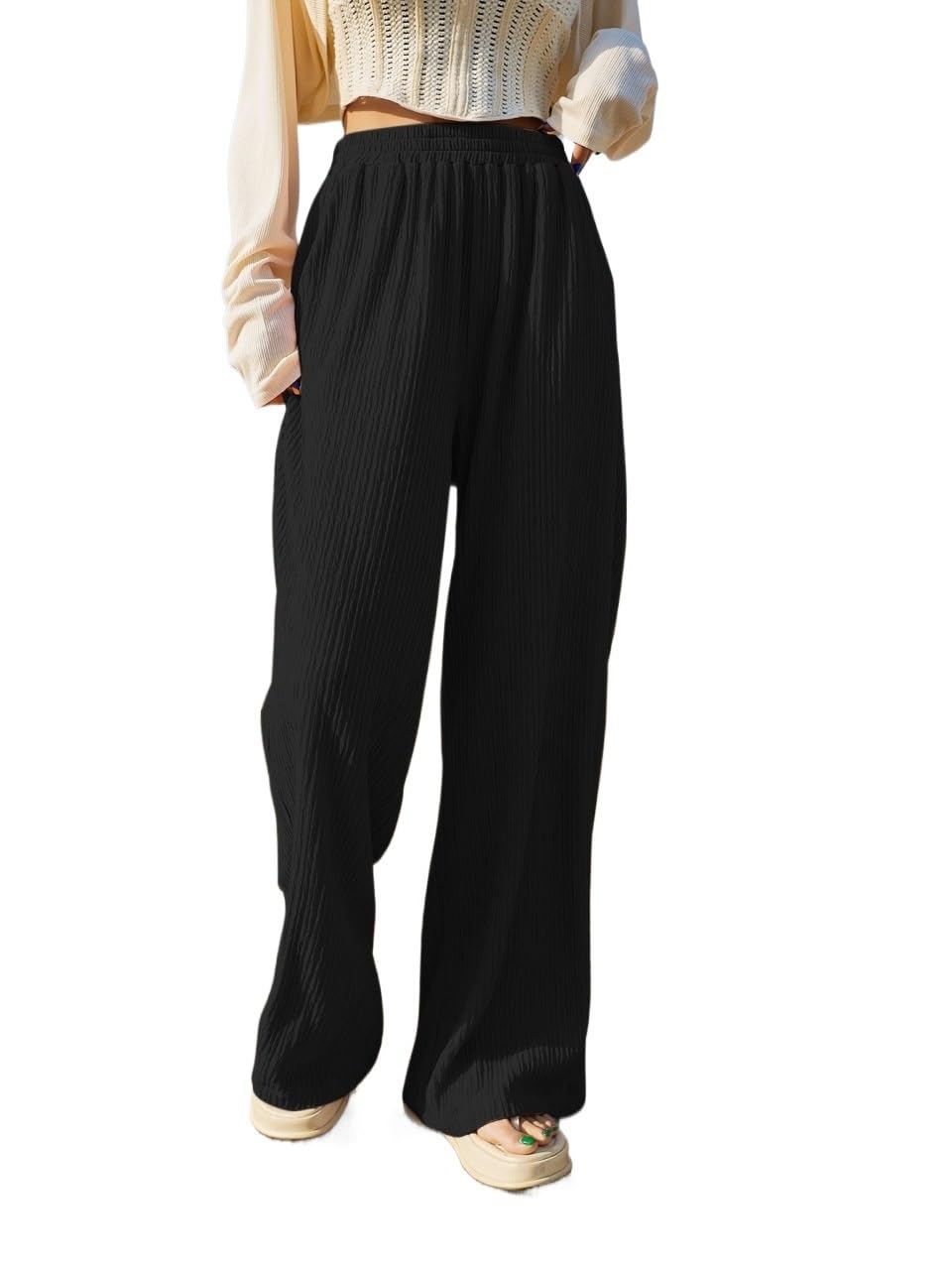 RAISER Womens Business Work Casual Pants Slant Pocket Wide Leg Pants High Waist