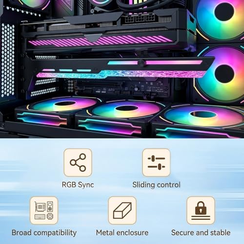 Image of ZORBES ARGB Metal GPU Support Bracket Anti-Sag Graphics Card Holder with Adjustable Height, 5V 3Pin Addressable RGB Lighting Sync, GPU Stand Brace for PCIe Protection & Gaming PC