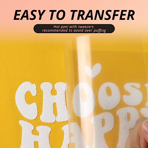 Image of HTVRONT Puff Vinyl Heat Transfer - 10 inch x 6ft White Iron on Vinyl Roll for T Shirts, 3D Puff HTV Heat Transfer Vinyl Compatible with Cricut Cutting Machine- Easy to Cut & Weed & Transfer (White)