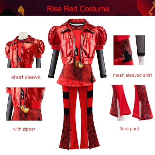 Disfraz rojo para niñas con chaqueta, camisa, pantalón y peluca miniatura 3