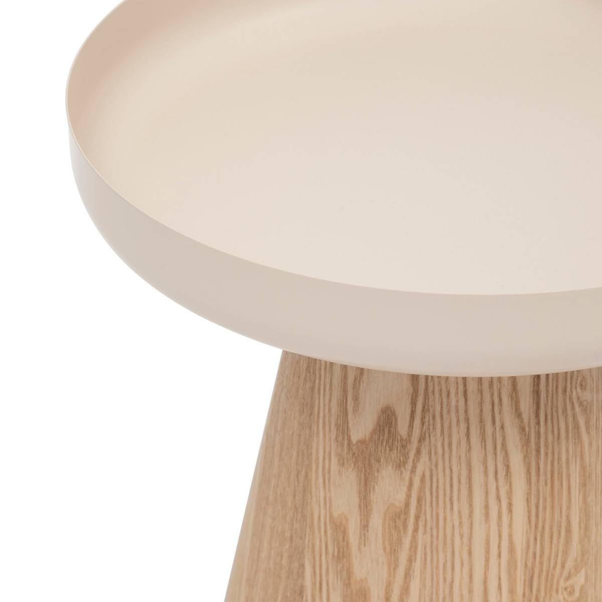 Atmosphera - Table d'Appoint Hercyna, Acier et Bois, D 40 x H 42 cm, Plateau Rond avec Rebords - pour Salon, Chambre, Bout de Canapé