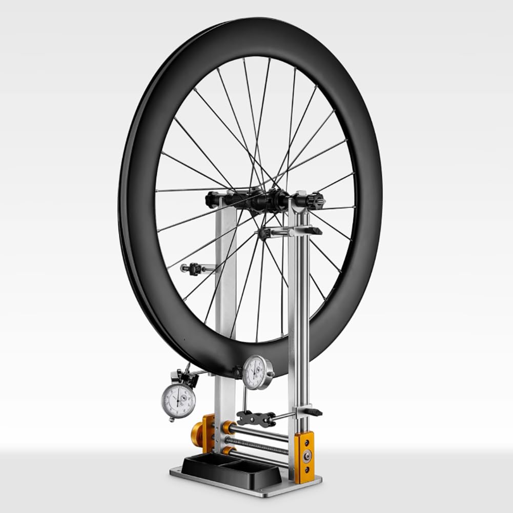Soporte Profesional para Reparación Y Corrección De Rodamientos De Bicicletas, Equipado con 2 Indicadores De Cuadrante, Plegable, Adecuado para Llantas De 10 A 29 Pulgadas