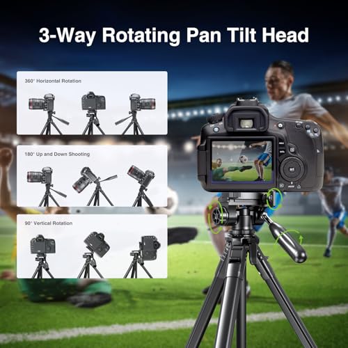 Image of elitehood 63 inch Tripod for Camera and iPad Video Recording, Compact Travel Outdoor iPad Tripod Stand, Load Capacity 8kg /17.6lbs, Compatible with DSLR and 4.7-13 inch Tablet /Phone