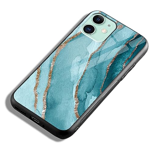 Image of COLORflow Back Cover Compatible with iPhone 11 | Blue Marble Golden Stripes | Shockproof TPU Bumper Cover with Camera Protection Back Cover