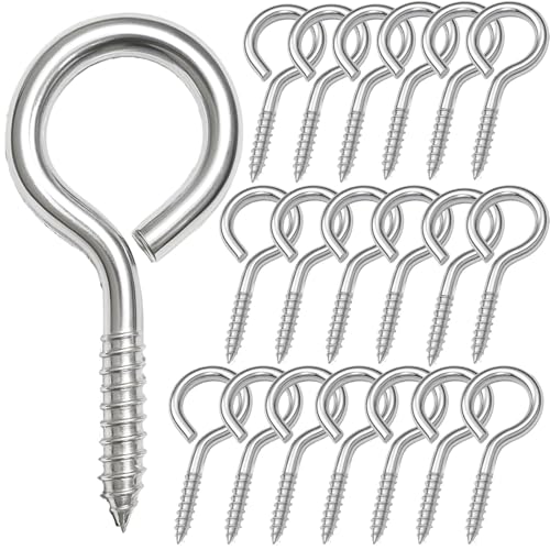 20 Stück Edelstahl Schraubösen Ösenschraube M6 JING-HELPER Ringschraube Schraube mit Öse 90KG Belastbarkeit Augenschraube Geeignet für Hängematten Markisen Hängesessel Innen-und Außenbereich (20)