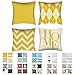 pendali Fundas de Cojín, Funda de Almohada Lino de algodón Decorativa Geometría Moderna con Cremallera Invisible Funda de Cojín 45x45cm, Juego de 4 Funda de Cojines Para Sala de Estar Sofás (Amarillo)