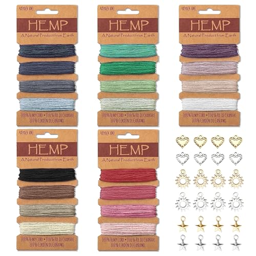 PYSEOSISE Cordón de Hilo de 20 Colores, 100 Yardas Cordón de Lino Multicolor, 1mm Cordon para Pulseras Cuerda de Lino de Colores para Collares Pulseras Tobilleras Pendientes