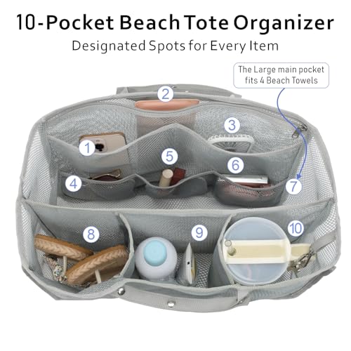 F-color Beach Bag Organizer with 10 Pockets