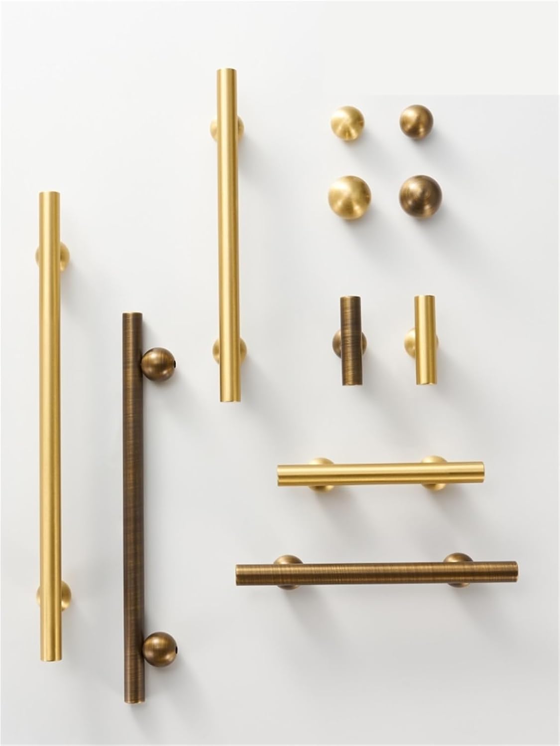 Solid Brass Ball Knobs Long Door Pull T-Bars Kitchen Cloakroom Wardrobe Handle Bar 1Pcs(CH041-AB-N25)