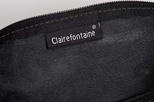 Clairefontaine 8320C, One Round Black School Pencil Case diameter 5,5x22 cm in Genuine Lambskin Leather, School Supplies - Image 2