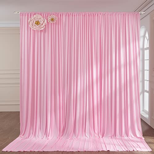 10ft x 8ft Wrinkle Free Pink Backdrop Curtain Drapes, Thick Polyester Baby Pink Backdrop for Girls Birthday Wedding Party Background Baby Shower