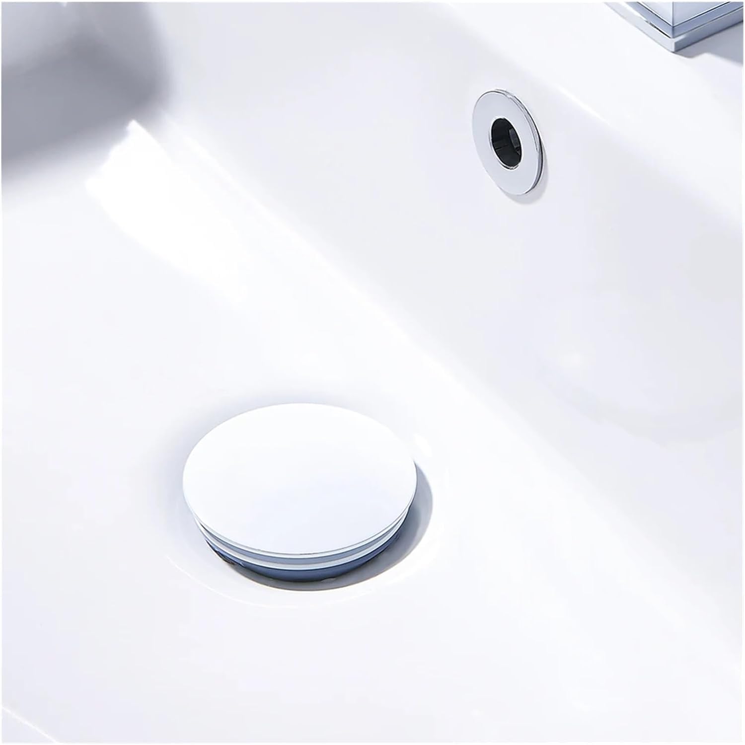 sustitución de Tapones de Fregadero Pop up, Tapón de Drenaje emergente for Lavabo de Lujo Blanco, Accesorio for baño, Cocina, bañera, tapón de Lavabo de latón