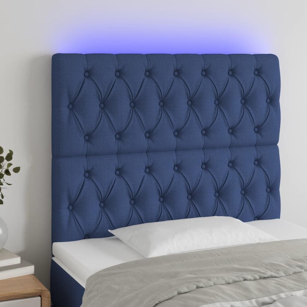 Xichuzi Cabecero con Luces LED Tela Azul 90x7x118/128 cm, Cabeceros Cama, Cabeceros Moderno, Cabezales Cama, Muebles Habitacion, Cama Cabeza, Mueble Cabecero - 3122748