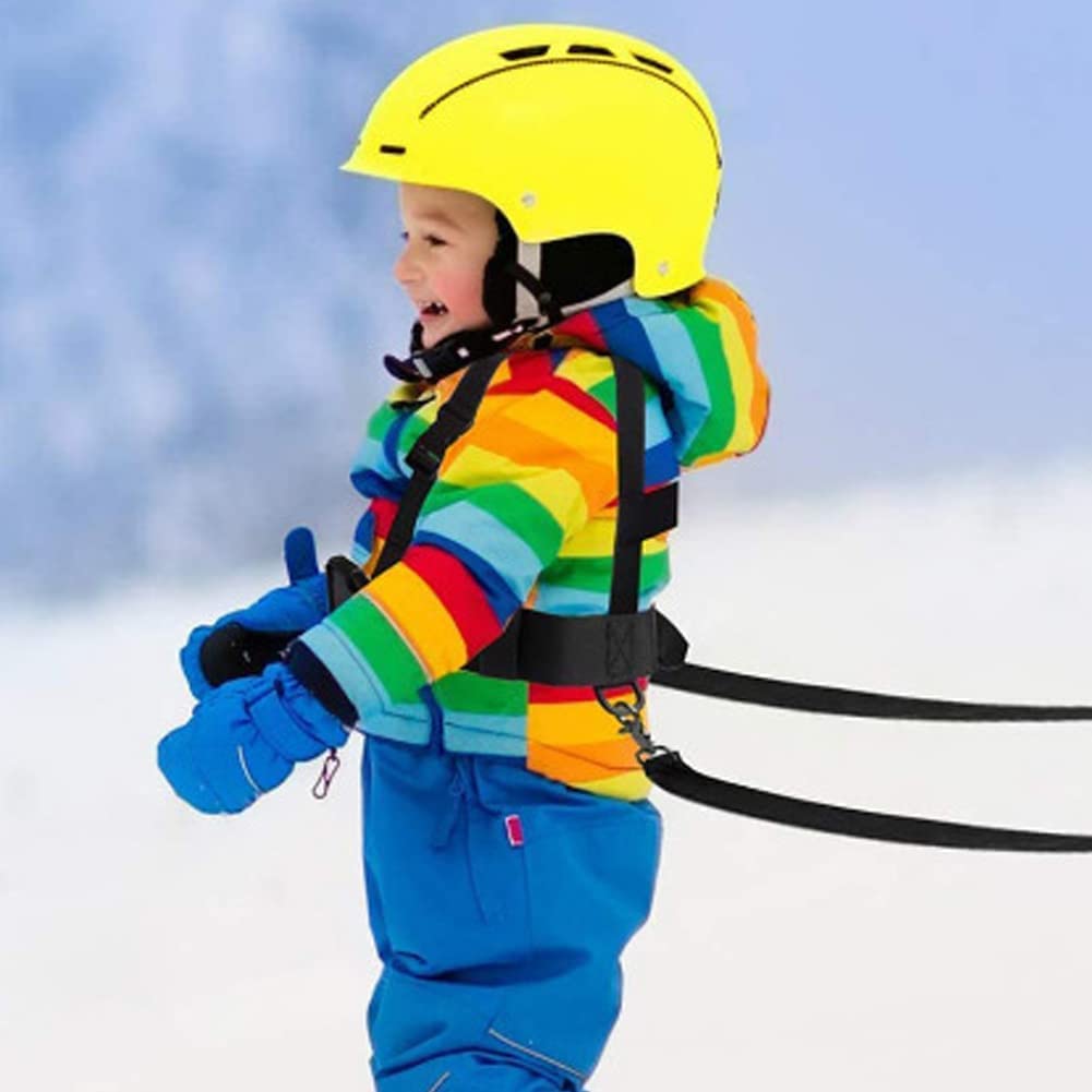 YJZQ Harnais de Fixation Harnais d'entraînement de Ski Harnais et Laisse réglables avec Pochette pour Enfant Sport Alpin Parent et Enfant Bande de Sécurité Anti Chute pour Patinage Snowboard