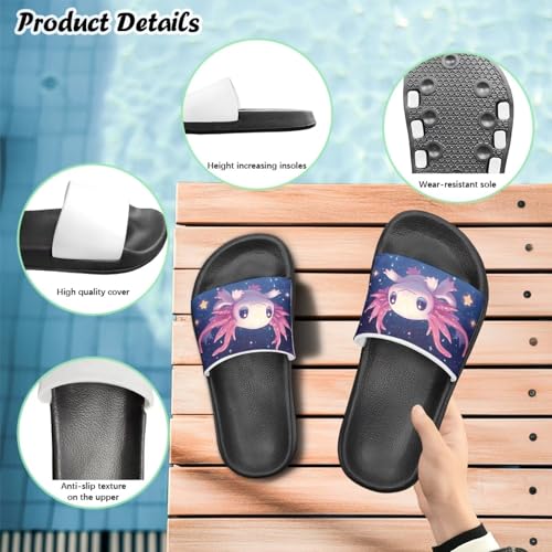 Kids Slide Sandals Axolotl Non-Slip Girls Boys Slides for Beach Pool4