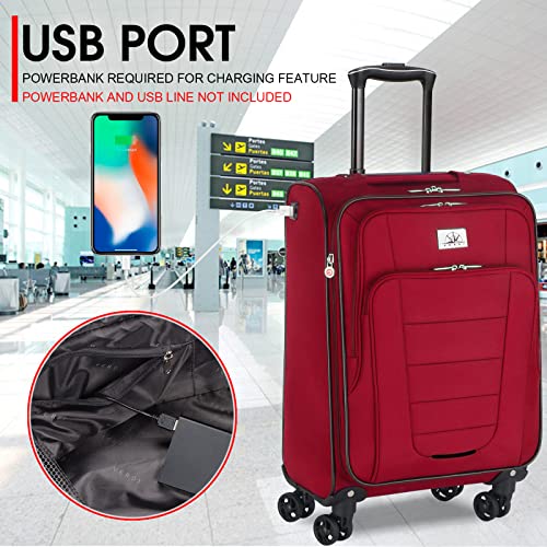 Verdi Travel Carry On Luggage with Spinner Wheels Softshell Lightweight Expandable 20 Inch Suitcase with USB Charging Port and 8-wheel Spinners Carryon Bag3